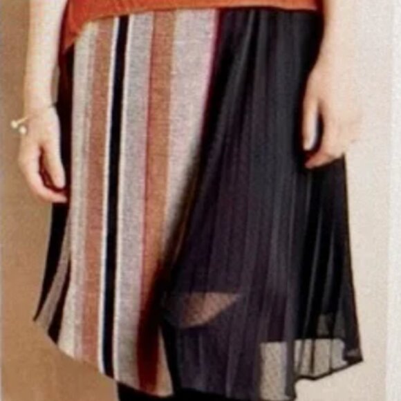 Anthropologie Eva Franco Asymmetrical Striped Tweed Pleated Chiffon Skirt 10 - Picture 7 of 7